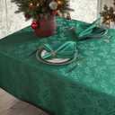 Honellaty Christmas Rectangular Tablecloth, Spillproof Wrinkle Resistant Jacquard Table Cloth with Christmas Mistletoe Patterns for Dining Room & Holiday Decoration (Green,60" x 102" (8-10 Seats))