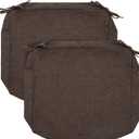 FUNHOME 2 Pack Outdoor Cushion Slipcovers 24" x 24" x 4", No Insert! Water-Resistant Patio Chair Seat Cushion Covers with Zipper and Tie, Replacement Cover Only(Brown)