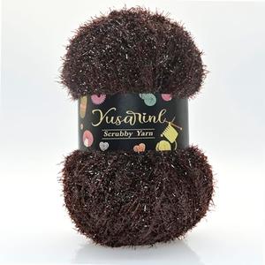 Polyester Dish Scrubby Yarn Sparkle Bright String Gritty Texture 3.53oz,218Yards Versatile & Durable Thread for Crocheting Knitting Dishcloths Craft DIY Project-Coffee