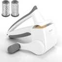 UHIYEE Patented Rotary Parmesan Cheese Grater, Hand Crank Cheese Shredder with Fine & Coarse Drums, Restaurant Quality, White, Stainless Steel & ABS, Dishwasher Safe