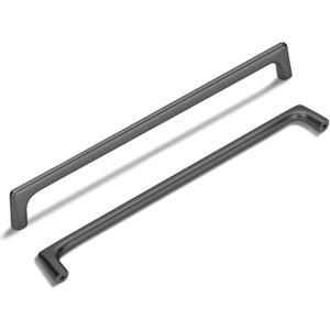 Lardmon 10 Pack Matte Dark Gunmetal Gray Modern Cabinet Pulls 10 Inch(254mm) Hole Center Timeless Drawer Pulls Vanity Pulls Solid Kitchen Cabinet Handles Hardware, 10.4 Inch(264mm) Total Length