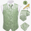 Dubulle Mens Vest and Tie Set Paisley Floral Waistcoat Neckties for Men Lapel Pin Clip Set Wedding Business L
