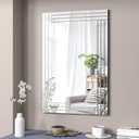 Decorative Wall Mirror 36"x24" Rectangle Silver Modern Mirror Frameless Vanity Mirror for Bathroom Bedroom Living Room Dining Room