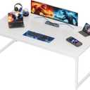 PRAISUN 63 x 29.5 Inch Computer Desk with Deeper Desktop, Gaming Office Writing Work Desk for Home Office, Study, Bedroom, Work from Home, Metal Frame, White