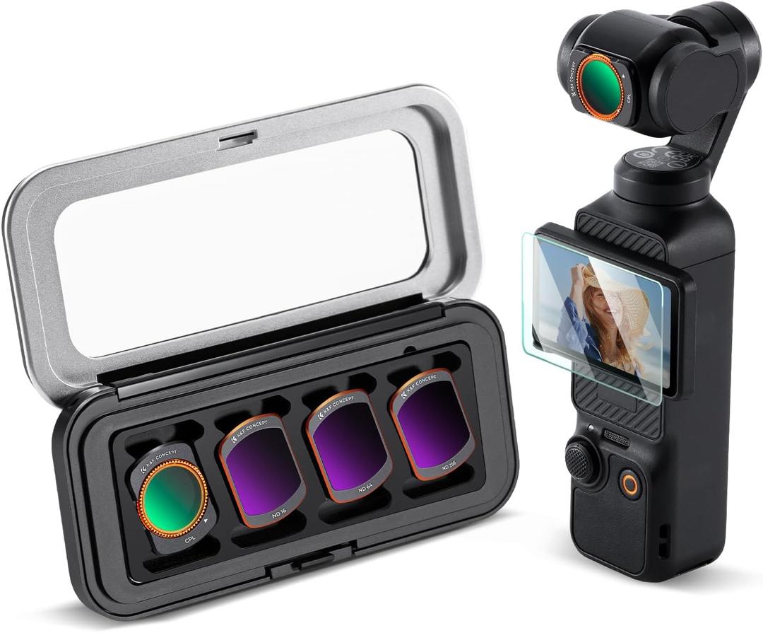 K&F CONCEPT K-Series CPL ND Filter Kit Compatible with DJI OSMO Pocket 4/3 Creator Combo Accessories, CPL ND16 ND64 ND256 Magnetic Action Camera Neutral Density Polarising Filters HD Optical Glass,ND & CPL Filter Kit