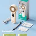 Aecooly Mighty Portable Handheld Fan | 20H Max Cooling Time | 3 Flexible Modes | 5 Speeds Wind | Battery Level Display | USB Rechargeable Mini Personal Battery Powered, Gifts for Women, Travel -Beige