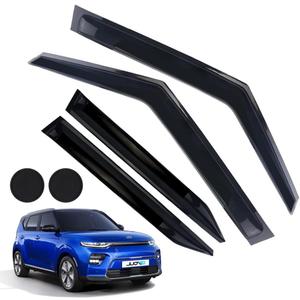 Rain Guards for Kia Soul 2020-2023, Tape-on Side Window Deflectors for Kia Soul, Window Visors for Kia Cars, for Kia Car Accessories 4 Rain Guards 2 Car Coasters