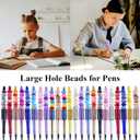 Large Hole Beads for Jewelry Making 120pcs 14mm Large Hole Murano Beads for Pens European lampwork Beads for Beadable Pens Spacer Beads Bulk for Crafts Garden Stakes White Mix