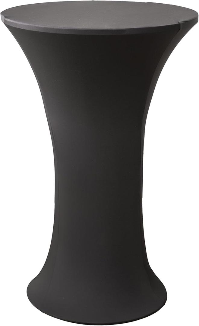24x43 Inch Round Spandex Cocktail Tablecloth, Black Elastic Fitted Highboy Bar Table Cloth, High Top Circular Base Adjustable Pub Table Cover for Wedding Pool Party Anniversary