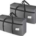 2 Pack Extra Large 90L Moving Bags Heavy Duty Storage Totes with Zippers and Handles, Reusable College Packing Bags for Clothes, Blankets, Bedding, Boxes, Travel and Camping Essentials(Grey)