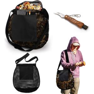 Foraging Bag, 2 Pcs Mushroom Foraging Kit with Bag and Foldable Knife, Morel Mushroom Picking Basket, Practical Mushroom Collecting Supplies Tools for Mushroom Decor Lovers