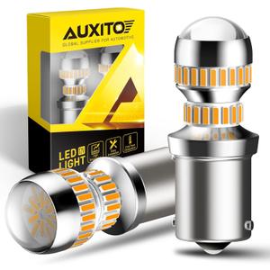 AUXITO 1156 LED Bulbs Amber Yellow 400% Super Bright 7506 BA15S P21W LED Bulb with Projector for Front Rear LED Turn Signal Bulb DRL Marker Blinker Parking Lights, Pack of 2