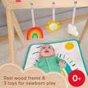 Fisher-Price Wooden Activity Gym, Wood Frame With 3 Sensory Toys & Mat For Newborn Babies