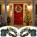 QBIS Outdoor Christmas Lights - Fairy Lights Battery Operated with Small Warm White LEDs, Green Wire, Multifunction, 6hr Timer, Indoor/Outdoor Battery Operated String for Wreath, Garland or Tree (2x 30 LEDs 10ft)