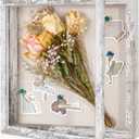 Califortree 11x11 Shadow Box Frame with Linen Back - Sturdy Rustic Memory Display Case of Flower, Pictures, Medals and More, Distressed White