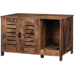 HOOBRO Cat Litter Box Enclosure, Double Door Litter Box Furniture, Hidden Litter Box Furniture, Splash-Proof Litter Control Board, Side Table, Coffee Bedside Table, Rustic Brown FG80MW01