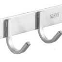 Coat Hook Wall Mount - NHENY Towel Rack with 6 Hooks Hanger for Hanging Clothes, Bags, Keys, and Towels Bathroom, Entryway, Door, 304 Stainless Steel Brushed Nickel