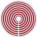 HOHOTIME Christmas Tree Skirt, Red White Annual Rings 30 Inch Tree Skirt with Pom Pom Trim for Holiday Party Xmas Natural Rustic Tree Skirt for Holiday Home Decor