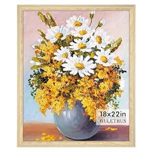 GULETHUN 18x22 Picture Frame, Natural Wood Poster Frame, Home Decor Natural Gallery Frames, Horizontal or Vertical Format, Sturdy, Plexiglass, Large Wall Decor, for Photos, Artworks, Posters
