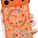 OOK Frosted Magnetic Case for iPhone 17 Pro Max, Cute Orange Floral Bow | Compatible with MagSafe, Shockproof Cover for Women & Girls