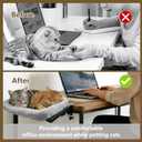 Cat Desk Bed - One-Click Folding,Heavy Duty Cat Hammock Perch for Desk Holds up to 40 lbs, Soft Faux Rabbit Fur Material, Suitable for Various Desktops-Removable & Washable,21"x17", Gray