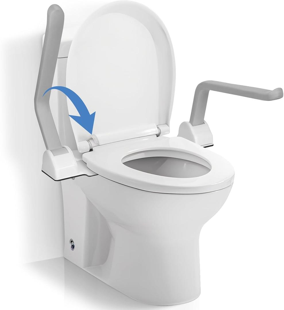 VARIPOWDER Toilet Safety Rails with Non-Slip Handles (520lbs), Upgraded Toilet Safety Frame for Senior, Heavy-Duty Bathroom Support for Standing Aid, Aging in Place Toilet Handles for Elderly
