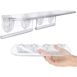 Window Garden Double Veg Ledge - Window Shelf for Plants, Clear Acrylic Shelves - Suction Cup Indoor Plant Holder - Glass Window Sill Extender for Microgreens Kit, Planters (1 Pack)
