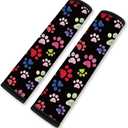 2Pcs Soft Auto Seat Belt Cover Pad Cute Dog Paw Print Colorful Car Seatbelt Shoulder Cushion for Comfortable Driving, Compatible with All Cars' Seatbelt and Backpack Straps