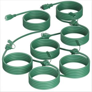 50 FT Green Outdoor Extension Cord with Multiple Outlets, 16/3 Gauge Outdoor Green Extension Cord Evenly Spaced 6 Outlets Plugs Waterproof, 13AMP 1625W 125V 16AWG SJTW, ETL Listed