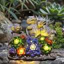 Solar Turtle Garden Statues Outdoor Decor- Birthday Gift for Mom from Daughter, Tortoise Figurine Garden Decor for Outside Yard Art for Housewarming Gift