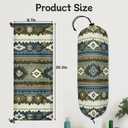 Boho Ethnic Stripes Plastic Bag Holder 2 Pcs Grocery Bag Organizer Reusable Trash Bags Organizer Wall Mount Washable Kitchen Dispenser Holders with Drawstring Closure