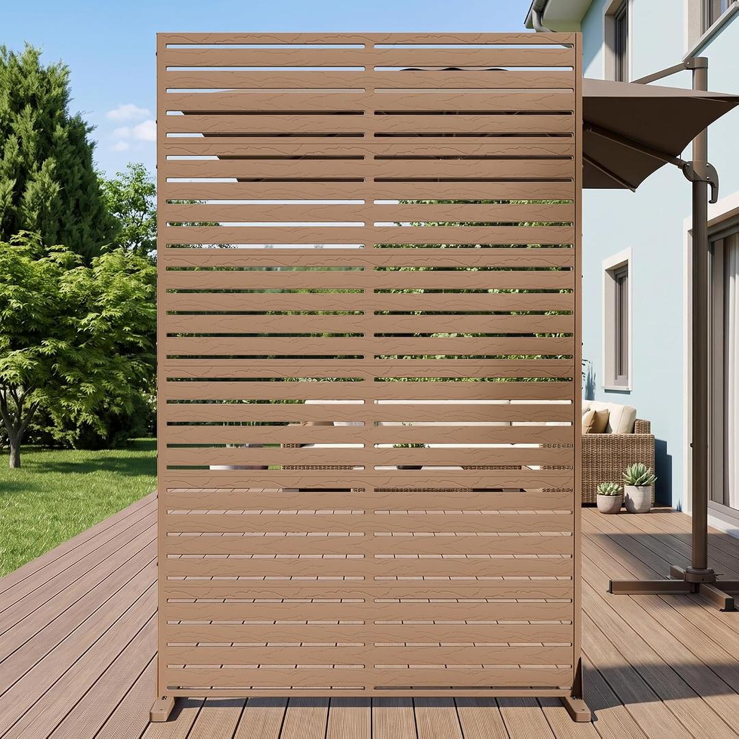 NicBex Outdoor Privacy Screen 72" HDPE Decorative 6 Panels for Patio,Brown