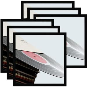 eletecpro 12.5x12.5 Vinyl Record Frame, Matte Black Album Picture Frame Fits 12x12 LP and Cover, Sturdy Lightweight Wall Art Display for Home and Music Studio Gallery Decor, Easy Wall Mount, 6 Pack