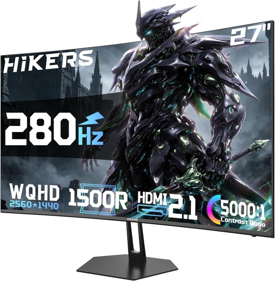 Hikers 27 Inch Curved Gaming Monitor 280Hz 240Hz 1ms 2K Gaming Monitor