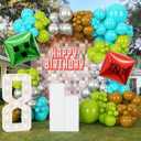 ECEAE 127Pcs Video Game Balloon Arch Garland Kit with Green Teal Blue Brown Metallic Silver Balloons, for Gaming Theme Party Decor, Birthday Party Supplies, Kids' Party Crafts and Decorations