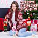 2 Pcs Crochet Christmas Nutcracker Characters with Wood Base Christmas Tree Crochet Tabletop Ornaments Xmas Holiday Nutcracker Soldier Figure Table Centerpieces Decoration Knitting Craft Art Supplies