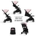 newyoo GlideTow TR18M Travel Stroller, Compact Lightweight Stroller with Lay-Flat Seat, One-Hand Fold, Cup Holder, Pink