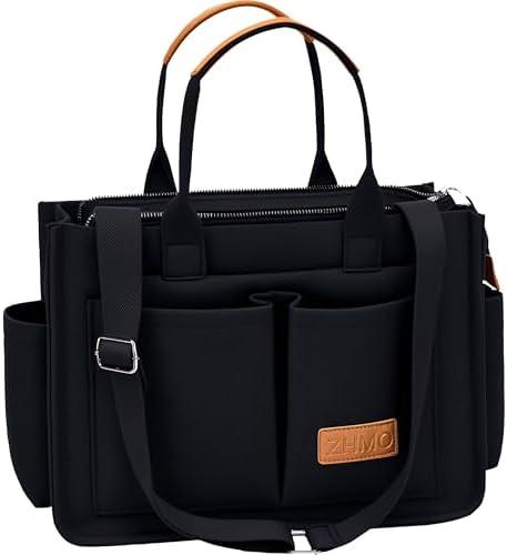 Tote Bag for Women With Compartments,Large Canvas Tote Women's Purse Crossbody Bags Work Laptop Book Bag Satchels Handbags