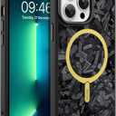 AIGOMARA Magnetic for iPhone 13 Pro Case, Compatible with Magsafe, Glossy Slim Hard PC Back Soft TPU Bumper Protective Shockproof Phone Case, Black