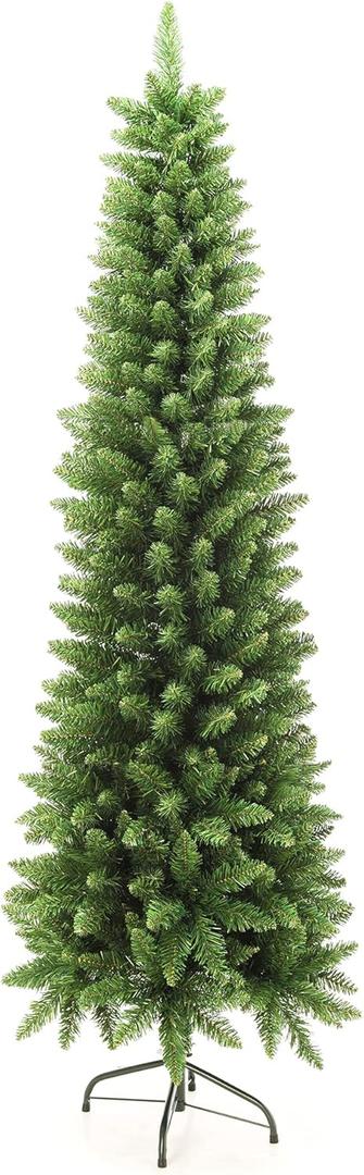 658 Tips Artificial Pencil Christmas Tree, 6ft Pure Xmas Pine Trees with Metal Stand Perfect for Christmas/Parties/Holiday Indoor Outdoor Decoration