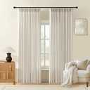 Pinch Pleated Linen Curtains 96 Inch Length for Living Room & Bedroom, Natural Light Filtering Pleat Drapes, Memory Trained Semi-Sheer Window Curtain with Hooks for Farmhouse, 1 Panels 70"Wx96"L