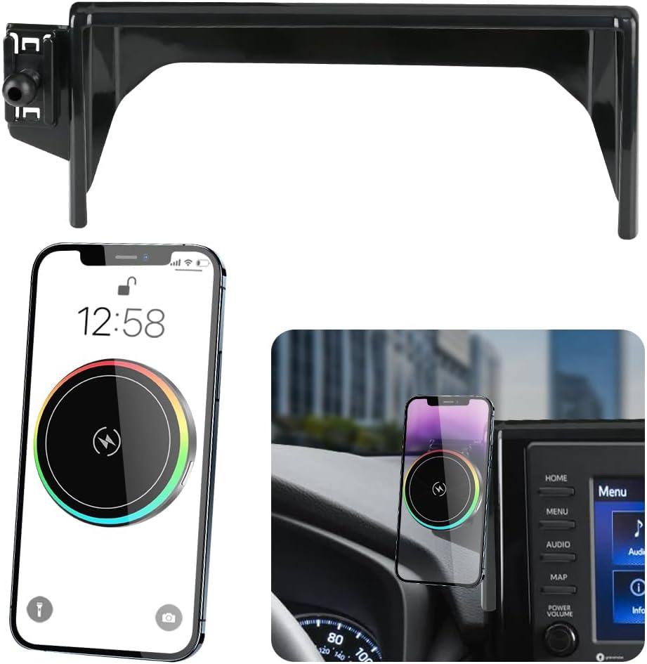 LUNQIN Car Magnetic Phone Mount for 2019-2025 Toyota RAV4 LE XLE and RAV4 Hybrid LE XLE SE Woodland XLE-Premium and RAV 4 Prime SE Auto Accessories Cell Phones Holder Fast 15W Wireless Charger