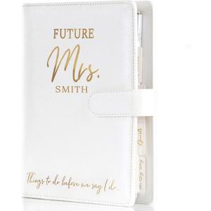 PERSONALIZED Wedding Planner Book and Organizer for The Bride - Faux Leather 'Future Mrs' Wedding Binder I Wedding Planning Book 2026-2027 Checklist Journal I Tissue Wrapped I Perfect Engagement Gift Pink