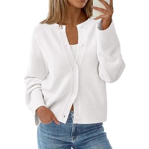 KIRUNDO Cardigan Sweaters for Women Fall Trendy Long Sleeve Chunky Knit Button Up Oversized Winter Jacket Casual Outwear (Small,White)