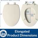 CHURCH Toilet Seat, Easy Clean Hinges Release for Deep Cleans, Durable Enameled Wood Seat, Elongated, Biscuit
