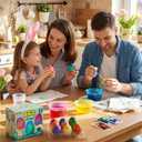 JOYIN 37 PCS Wrap Art Easter Egg Dye Decoration Kit Multicolor Dye Pack with Brushes, DIY Egg Coloring Set for Kids Easter Activities, Theme Party, Basket Hunt Fun Creativity Activity.