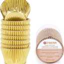 Gifbera Gold Foil Jumbo Cupcake Liners Metallic Large Muffin Baking Cups, 160-Count