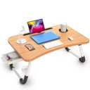 Elekin Laptop Desk for Bed,Portable Folding Lap Desk Bed Table Standing Work Table Bed Tray with 4 USB Port/Cup Holder/Drawer for Bed Couch/Sofa Wooden (Large)