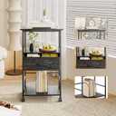 HOMEKOKO 3-Tier Bookshelf with Adjustable Flip Top, Living Room Industrial Movable Bookcase, Rustic Book Shelf with Drawer, Wood-Metal Rustic Bookshelves (Black Wood Veins)