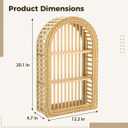 3 Tier Rattan Wall Shelf, Boho Arch Hanging Shelves,12.2 x 4.7 x 20.1 in Arched Wood Wall Shelf, Decorative Bohemian Floating Storage Display Rack for Bathroom Living Room Bedroom